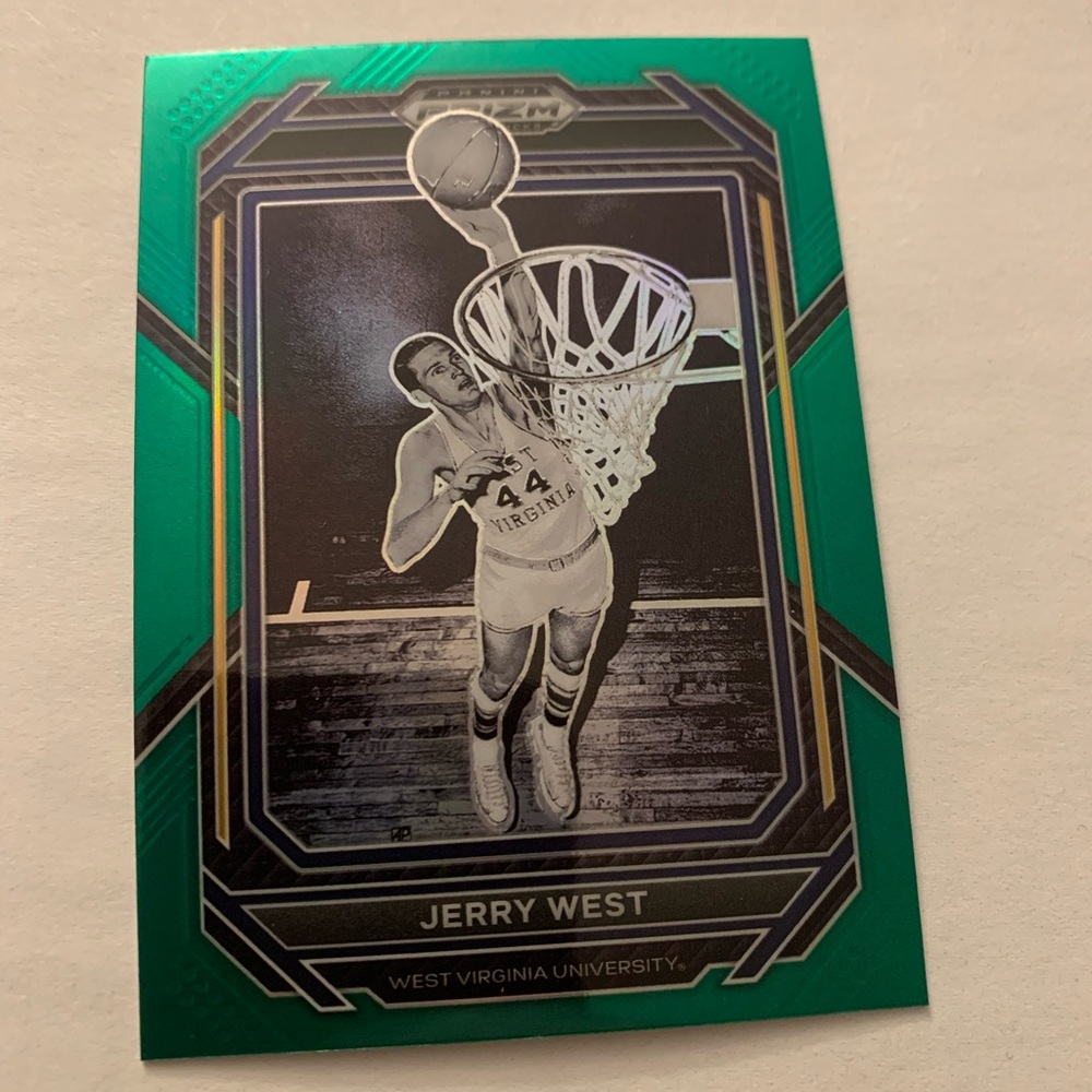 2023 Prizm Draft Picks Jerry West Green #81 Lakers  West Virginia Mountaineers